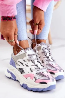 Damskie Sportowe Skórzane Sneakersy GOE JJ2N4090 Multikolor