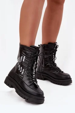 Damskie Sznurowane Botki Śniegowce Vinceza 23-34586 Czarne