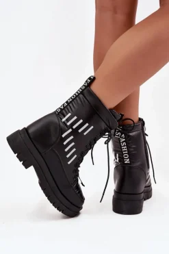 Damskie Sznurowane Botki Śniegowce Vinceza 23-34586 Czarne