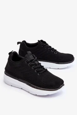 Damskie Sznurowane Buty Sportowe Czarne Lavarone