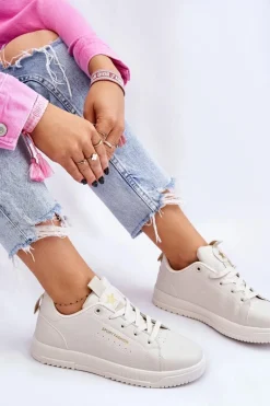 Damskie Sznurowane Buty Sportowe Beżowe Mikaela