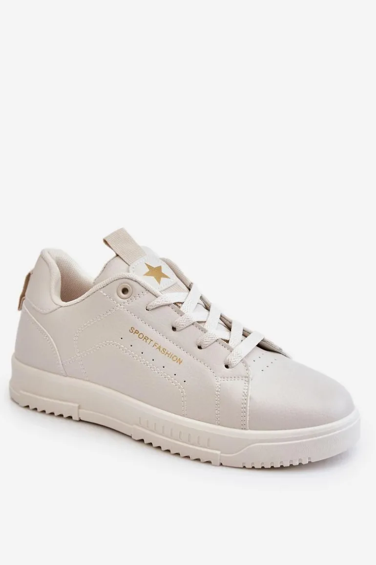 Damskie Sznurowane Buty Sportowe Beżowe Mikaela