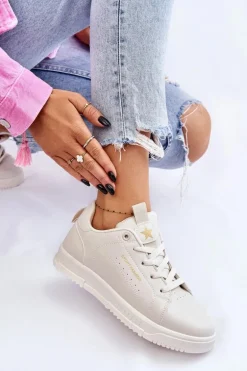 Damskie Sznurowane Buty Sportowe Beżowe Mikaela