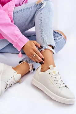 Damskie Sznurowane Buty Sportowe Beżowe Mikaela