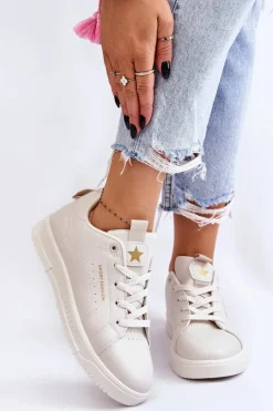 Damskie Sznurowane Buty Sportowe Beżowe Mikaela