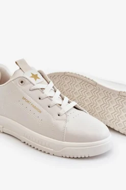 Damskie Sznurowane Buty Sportowe Beżowe Mikaela