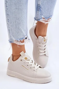 Damskie Sznurowane Buty Sportowe Beżowe Mikaela