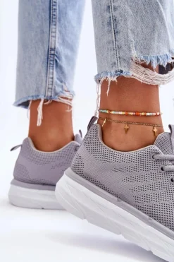 Damskie Sznurowane Buty Sportowe Szare Lavarone