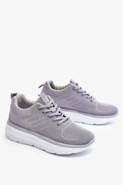 Damskie Sznurowane Buty Sportowe Szare Lavarone