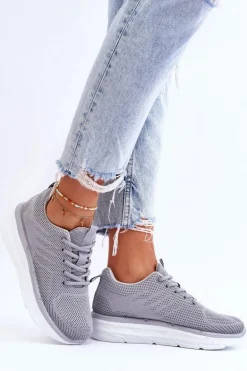 Damskie Sznurowane Buty Sportowe Szare Lavarone