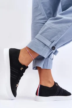 Damskie Sznurowane Trampki Czarne Etna