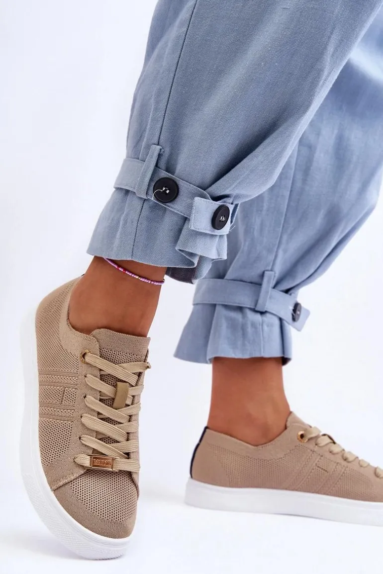 Damskie Sznurowane Trampki Beżowe Etna