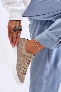 Damskie Sznurowane Trampki Beżowe Etna