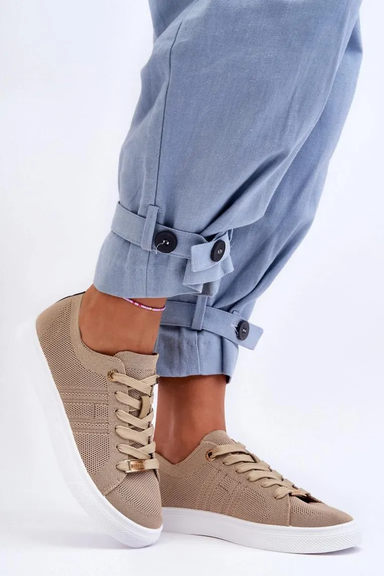 Damskie Sznurowane Trampki Beżowe Etna