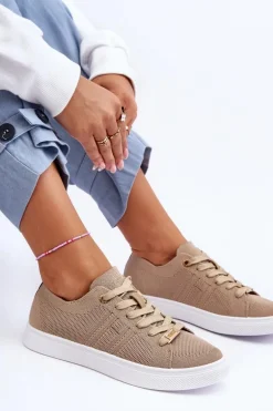 Damskie Sznurowane Trampki Beżowe Etna