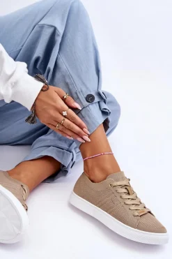 Damskie Sznurowane Trampki Beżowe Etna