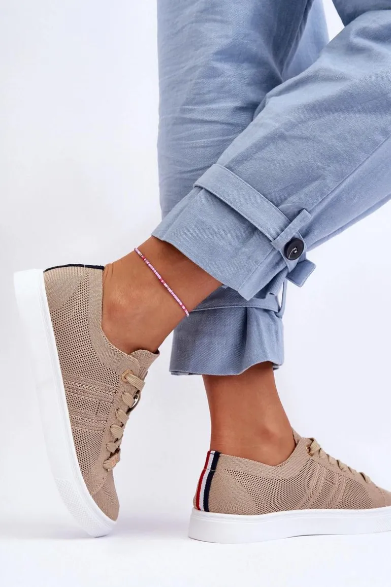 Damskie Sznurowane Trampki Beżowe Etna