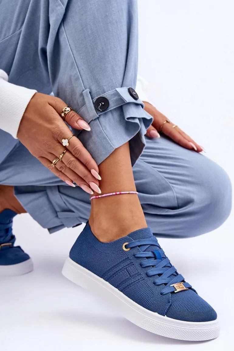 Damskie Sznurowane Trampki Niebieskie Etna