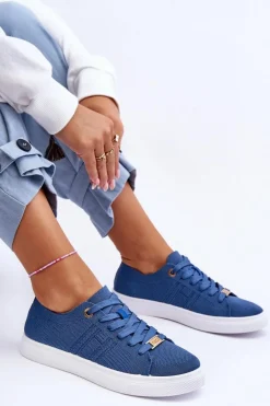 Damskie Sznurowane Trampki Niebieskie Etna