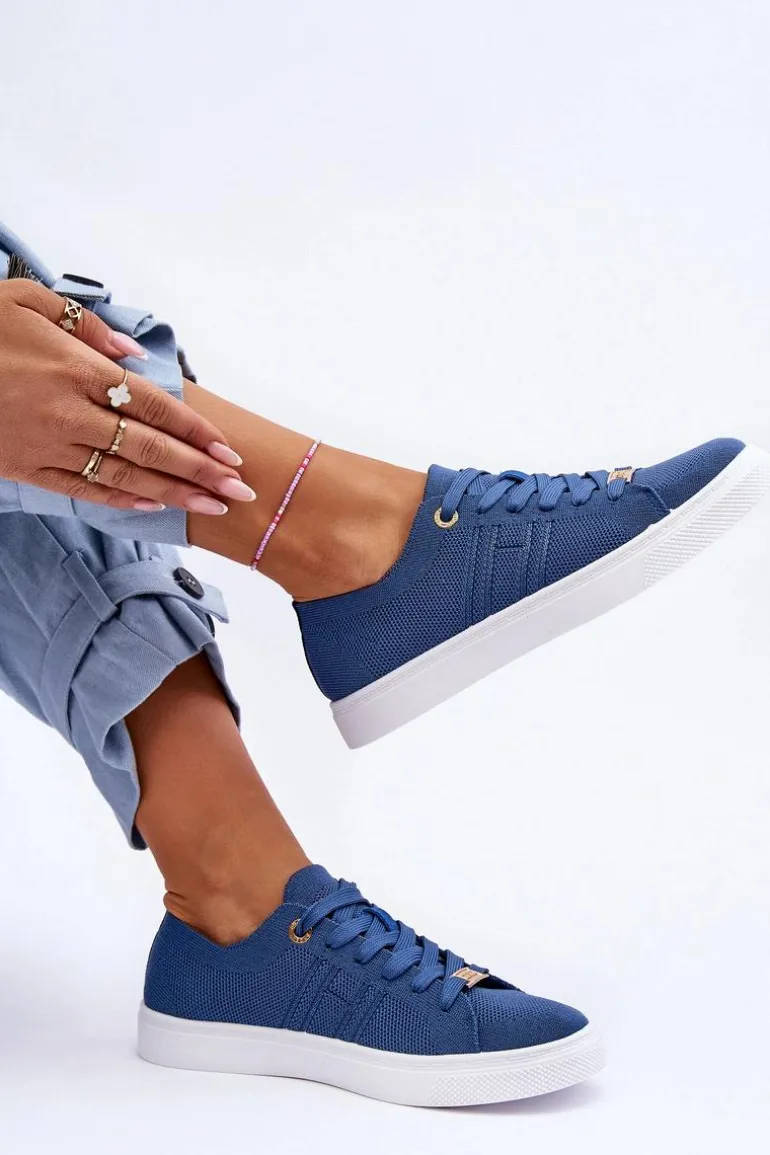 Damskie Sznurowane Trampki Niebieskie Etna