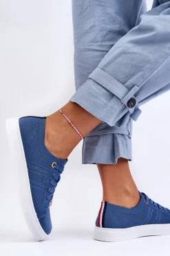 Damskie Sznurowane Trampki Niebieskie Etna