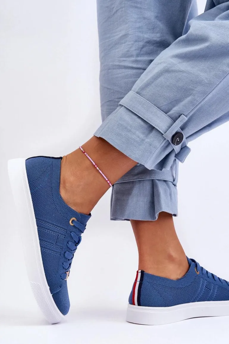 Damskie Sznurowane Trampki Niebieskie Etna