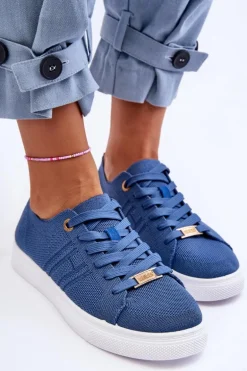 Damskie Sznurowane Trampki Niebieskie Etna