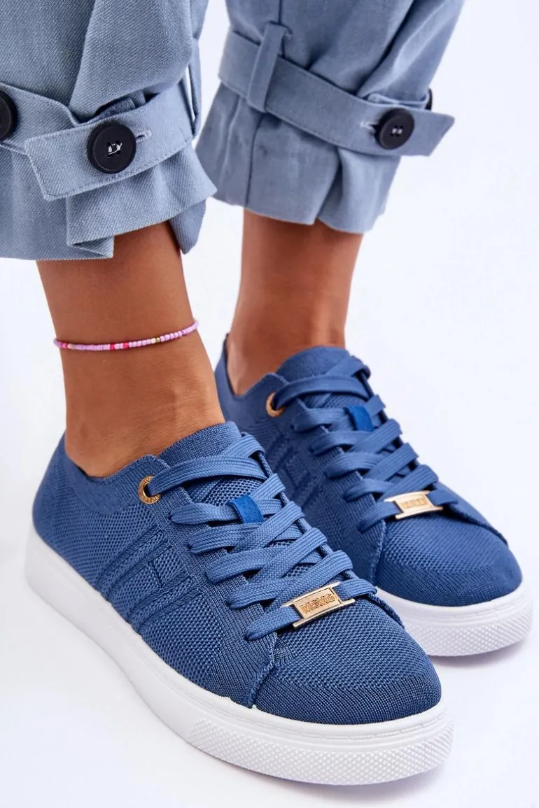 Damskie Sznurowane Trampki Niebieskie Etna