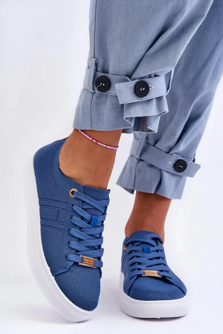 Damskie Sznurowane Trampki Niebieskie Etna