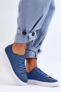 Damskie Sznurowane Trampki Niebieskie Etna