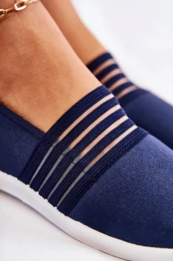 Damskie Tenisówki Materiałowe Slip-On Granatowe Lilis