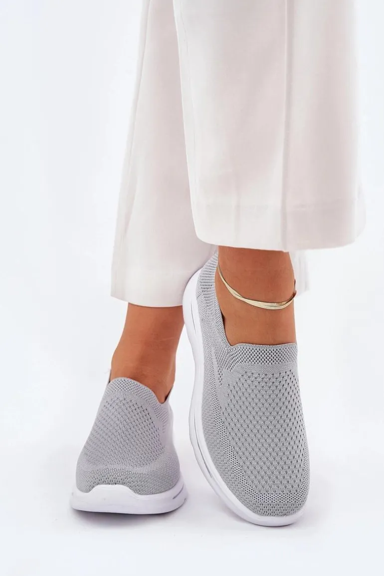 Damskie Tenisówki Materiałowe Wsuwane Szare Adiora