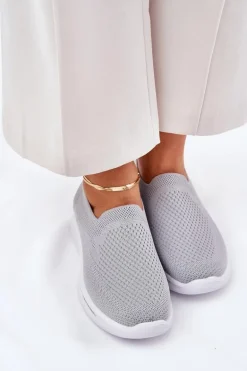 Damskie Tenisówki Materiałowe Wsuwane Szare Adiora