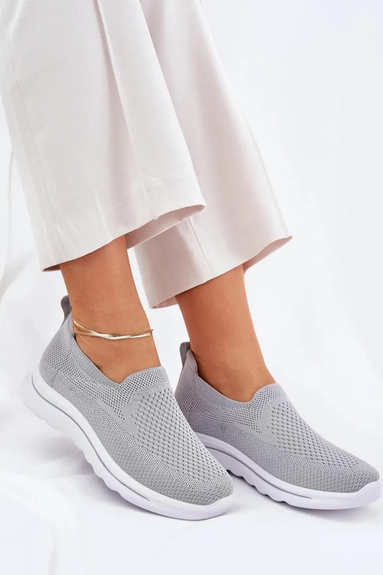 Damskie Tenisówki Materiałowe Wsuwane Szare Adiora