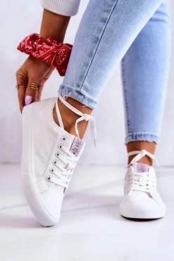 Damskie Tenisówki Materiałowe Cross Jeans JJ2R4050C Białe