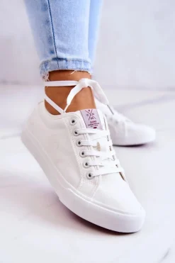 Damskie Tenisówki Materiałowe Cross Jeans JJ2R4050C Białe