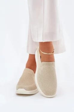 Damskie Tenisówki Materiałowe Wsuwane Beżowe Adiora