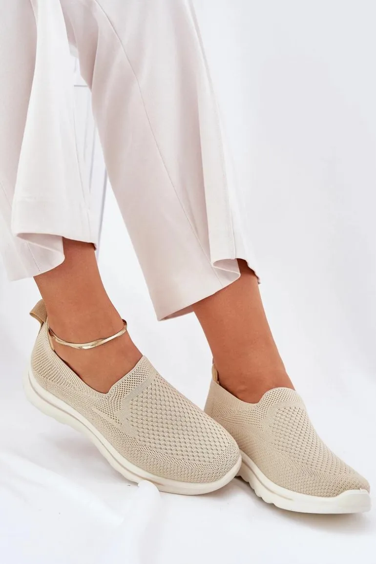 Damskie Tenisówki Materiałowe Wsuwane Beżowe Adiora