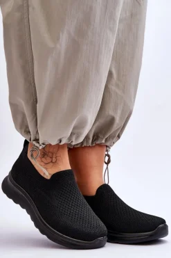 Damskie Tenisówki Materiałowe Wsuwane Czarne Adiora