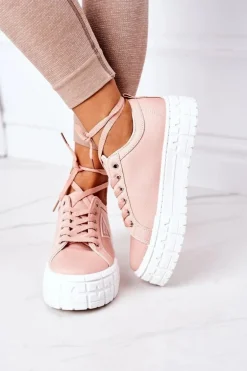 Damskie Tenisówki Na Platformie Różowe Big City Life
