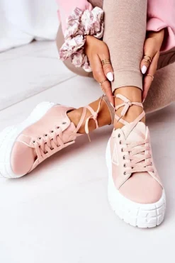 Damskie Tenisówki Na Platformie Różowe Big City Life