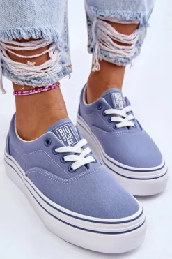 Damskie Tenisówki Na Platformie Big Star LL274231 Niebieskie