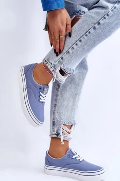 Damskie Tenisówki Na Platformie Big Star LL274231 Niebieskie