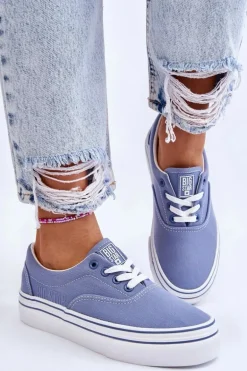 Damskie Tenisówki Na Platformie Big Star LL274231 Niebieskie