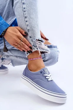 Damskie Tenisówki Na Platformie Big Star LL274231 Niebieskie