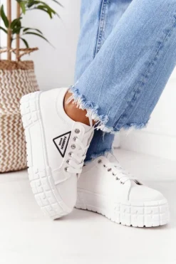 Damskie Tenisówki Na Platformie Białe Big City Life