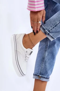 Damskie Tenisówki Na Platformie Big Star LL274228 Białe