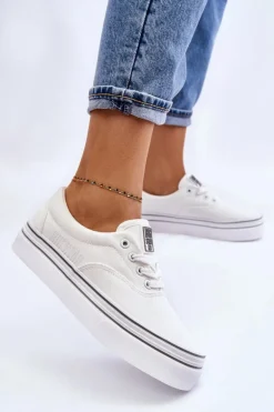 Damskie Tenisówki Na Platformie Big Star LL274228 Białe