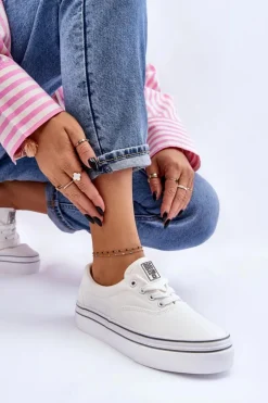 Damskie Tenisówki Na Platformie Big Star LL274228 Białe