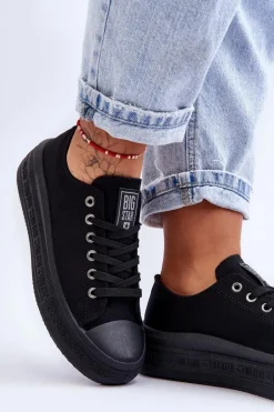 Damskie Tenisówki Na Platformie Big Star LL274A176 Czarne